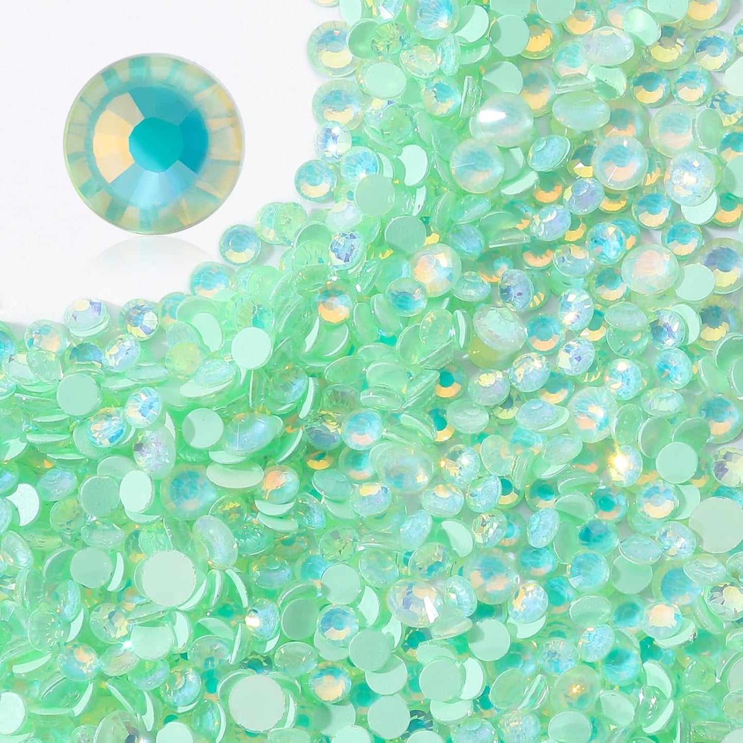 F Light Green Flatback Rhinestones, Glass Rhinestones for Nail Art and Craft, Glue Fix, Loose Crystal Gemstones(F Light Green, SS8, 1440pcs, 2.3-2.5mm)