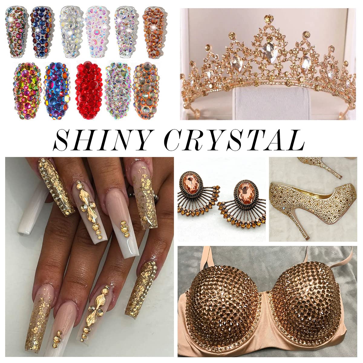 288Pcs Champagne Crystal Rhinestones,Glass Flatback Rhinestones Gemstones for Nail Face Makeup Art Crafts Clothes Decoration -(SS30,6.5mm,Champagne)