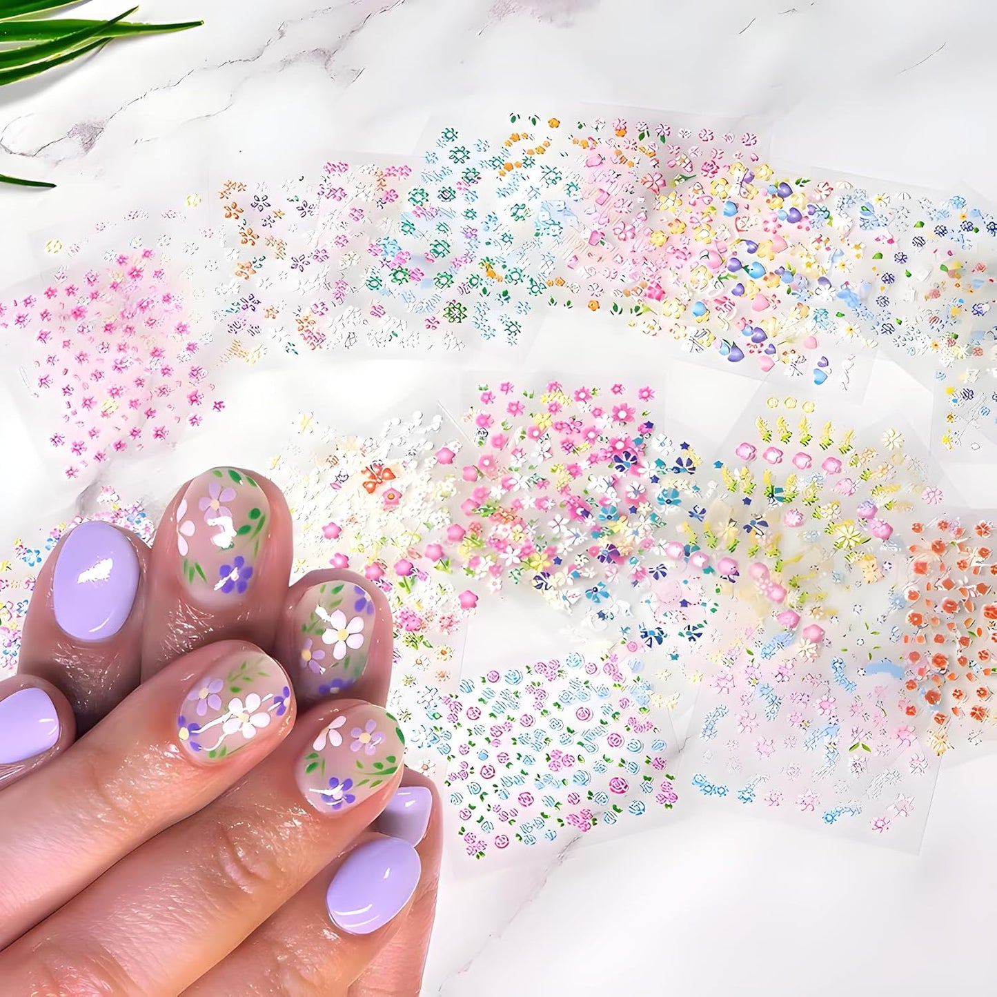 30 Sheets Flower Nail Stickers for Nail Art Colorful 3D Self Adhesive Daisy Nail Decals Spring Summer Nail Art Stickers Cute Floral Nail Design Decoration Accessories for Women and Girls