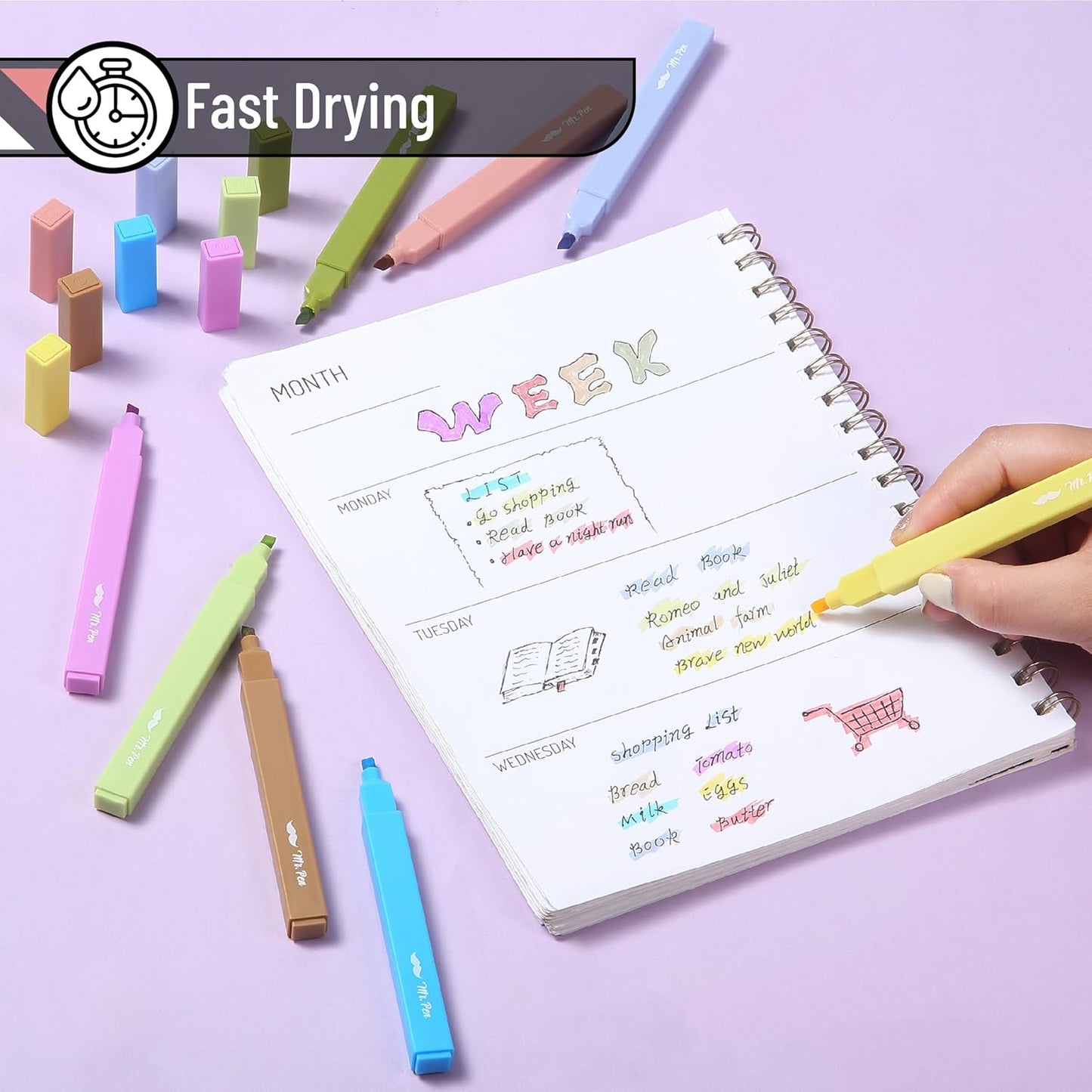 Mr. Pen- Aesthetic Highlighters, 8 Pack, Chisel Tip, Autumn Colors, Cute Highlighters Assorted Colors, Back to School Supplies