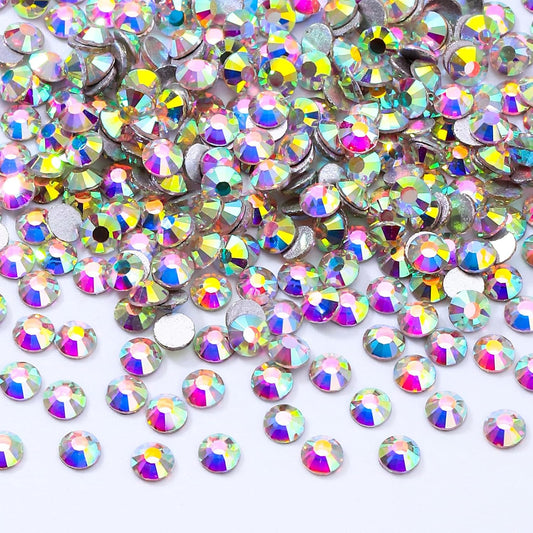 Crystal AB Flatback Rhinestones, Glass Rhinestones for Nail Art and Craft, Glue Fix, Loose Crystal Gemstones(Crystal AB, SS10, 2880pcs, 2.7-2.8mm)