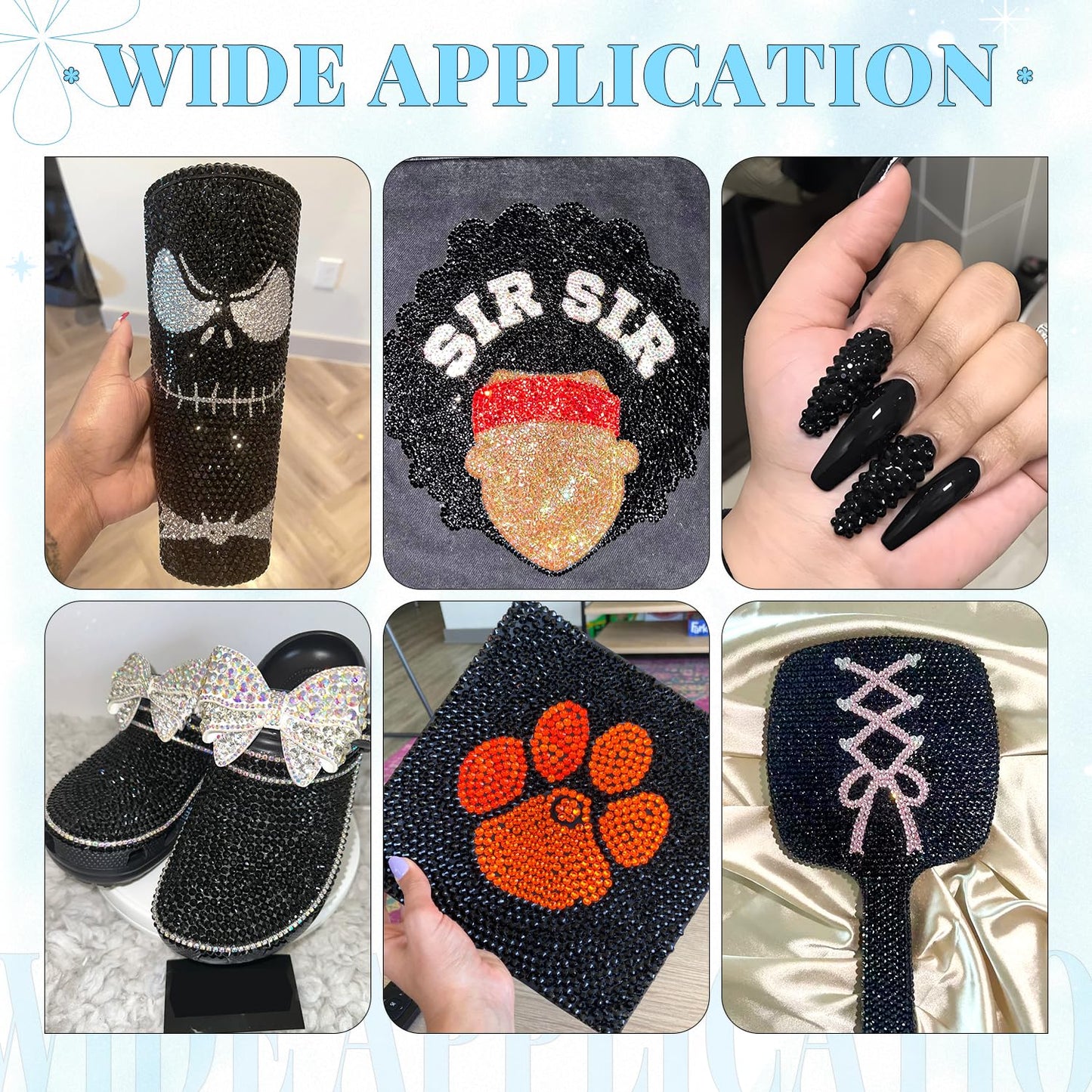 6000Pcs Resin Rhinestones for Bedazzling with 3Pcs B7000 Jewelry Glue, 1 Box Black Flatback Rhinestones for Crafting Crafts DIY, Crystals Gems for Clothing Shoes Tumblers Nail Art Makeup