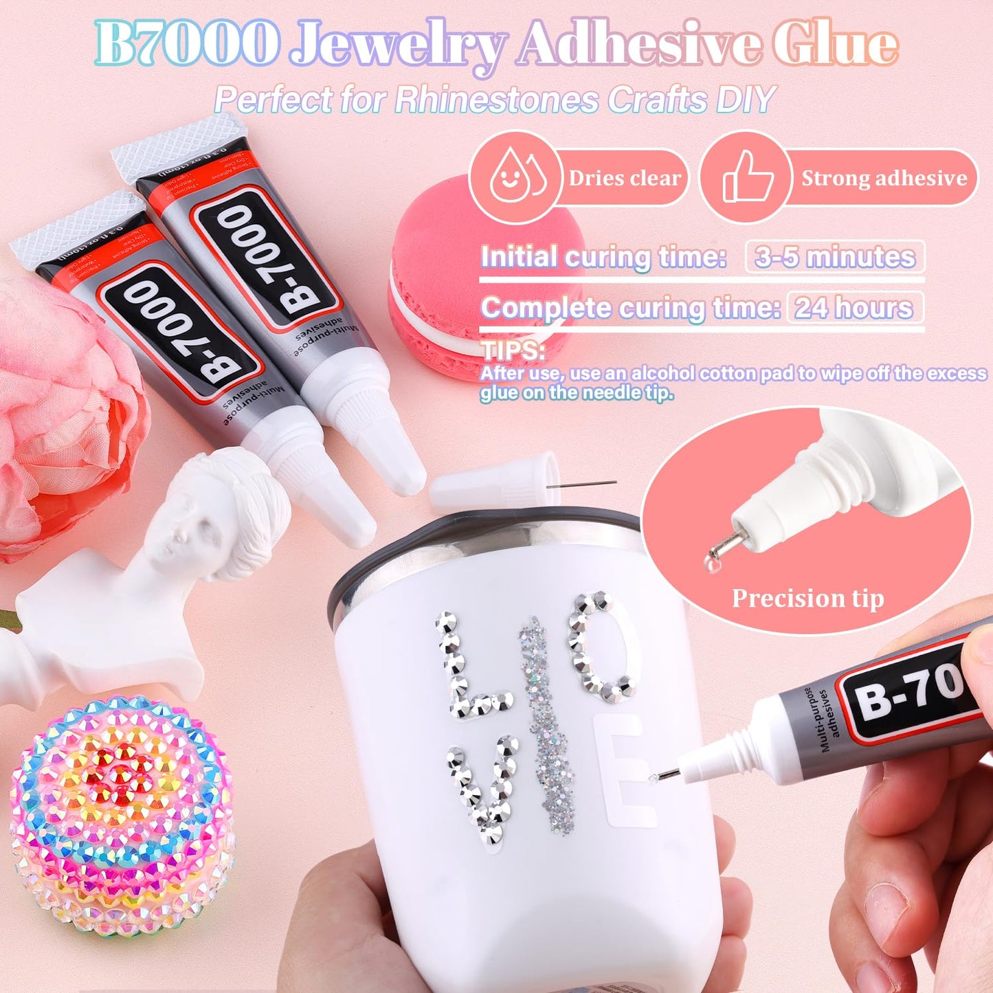 30000Pcs Resin Rhinestones for Bedazzling with 3Pcs B7000 Jewelry Glue, Silver Flatback Gems Rhinestones for Crafting, Clothing Tumblers Mugs Shoes Fabric Decor Nail Art