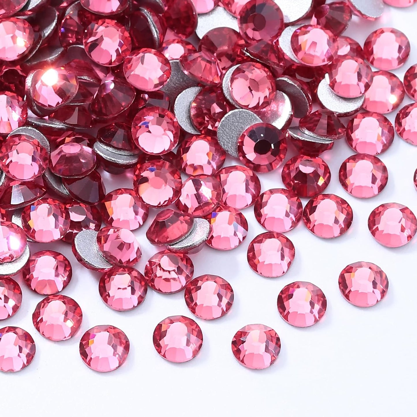 Rose Flatback Rhinestones, Glass Rhinestones for Nail Art and Craft, Glue Fix, Loose Crystal Gemstones(Rose, SS12, 1440pcs, 2.9-3.0mm)