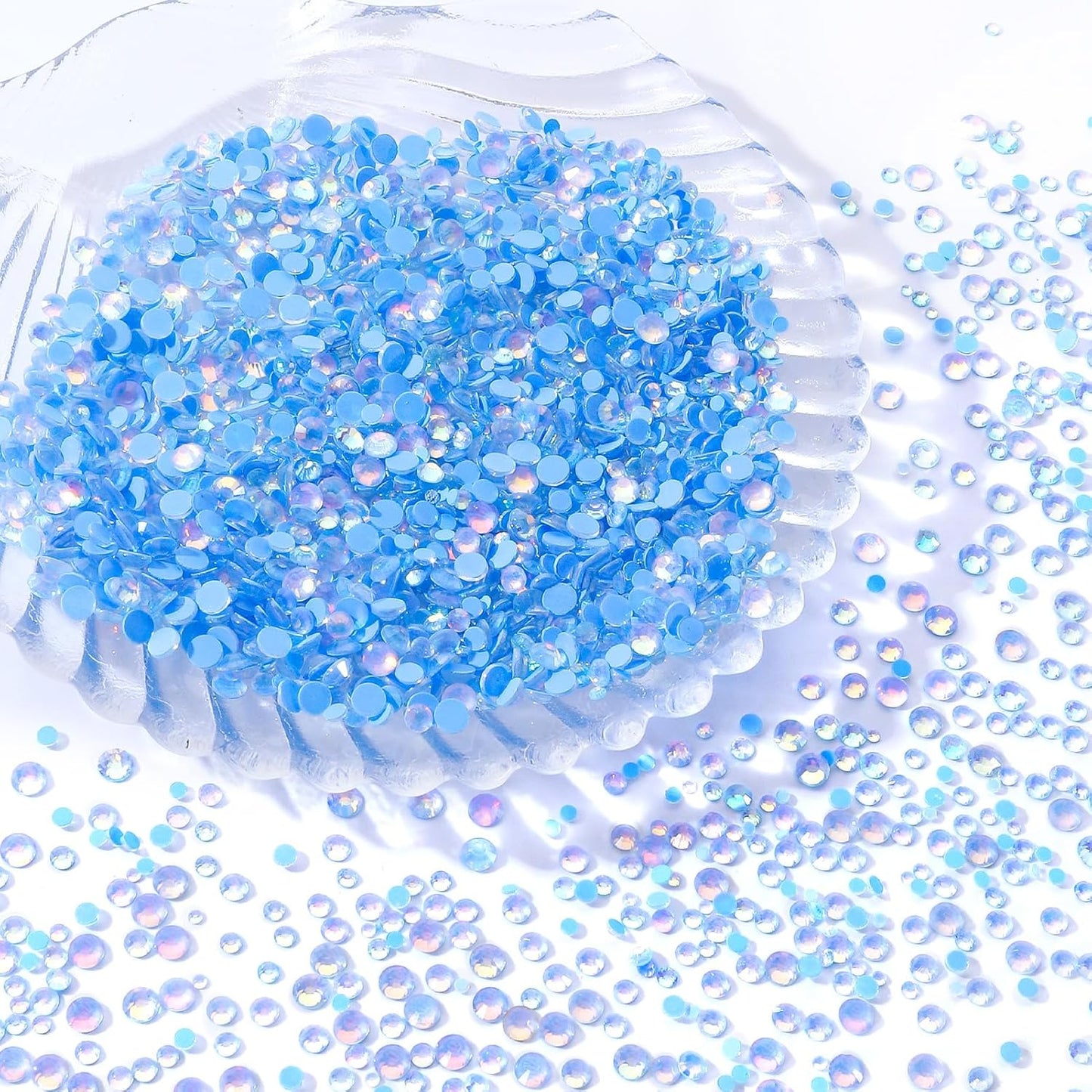 F Light Blue Flatback Rhinestones, Glass Rhinestones for Nail Art and Craft, Glue Fix, Loose Crystal Gemstones(F Light Blue, SS10, 1440pcs, 2.7-2.8mm)