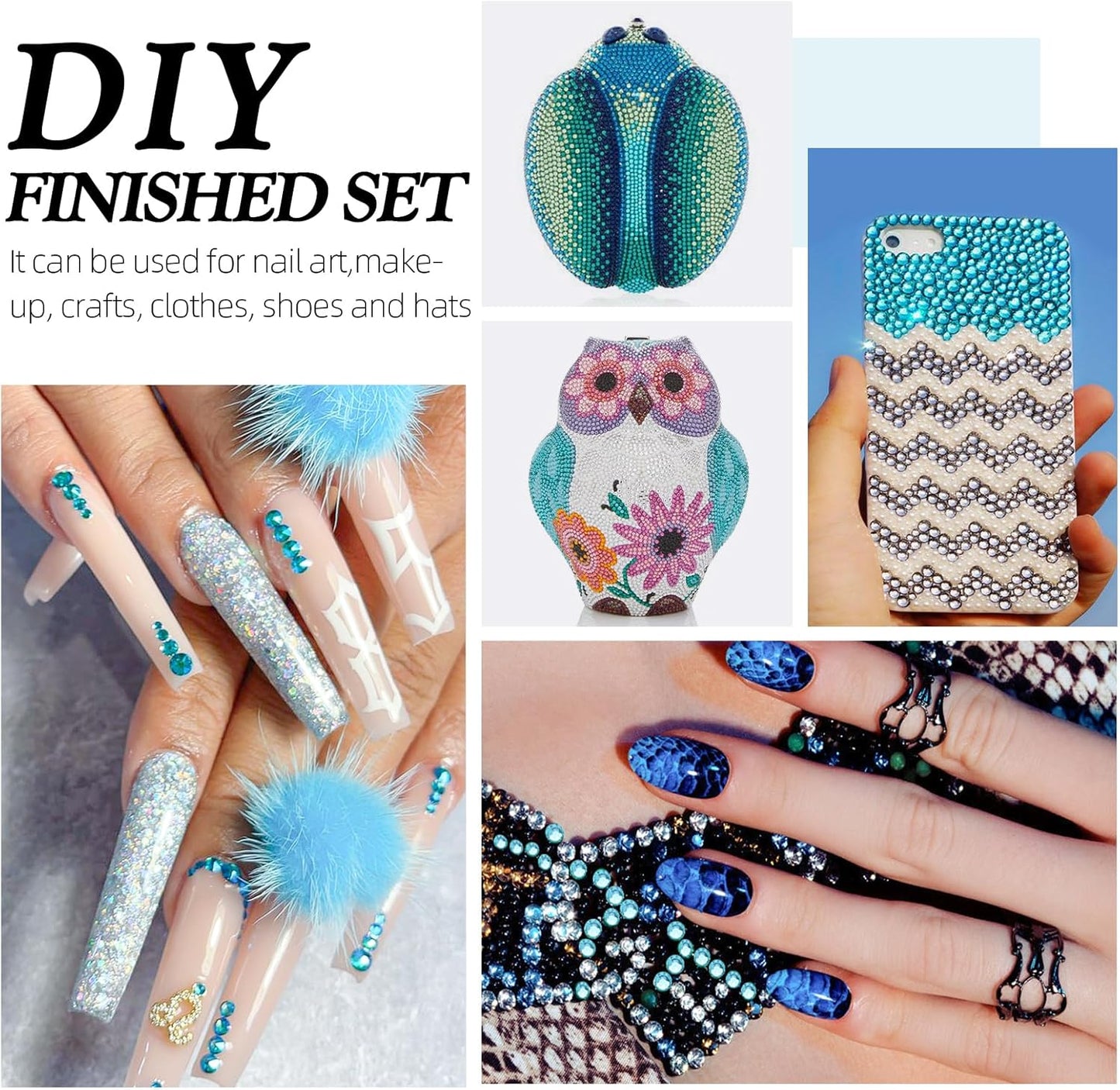 Malachite Blue Flatback Rhinestones, Glass Rhinestones for Nail Art and Craft, Glue Fix, Loose Crystal Gemstones(Malachite Blue, SS8, 1440pcs, 2.3-2.5mm)