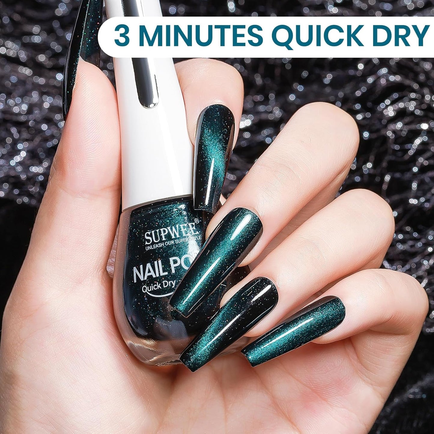 Quick Dry Cat Eye Nail Polish, Cateye Magnetic Nail Polish Non Gel Quick Dry Lacquer DIY Salon at Home Gift For Women Girls 16ml