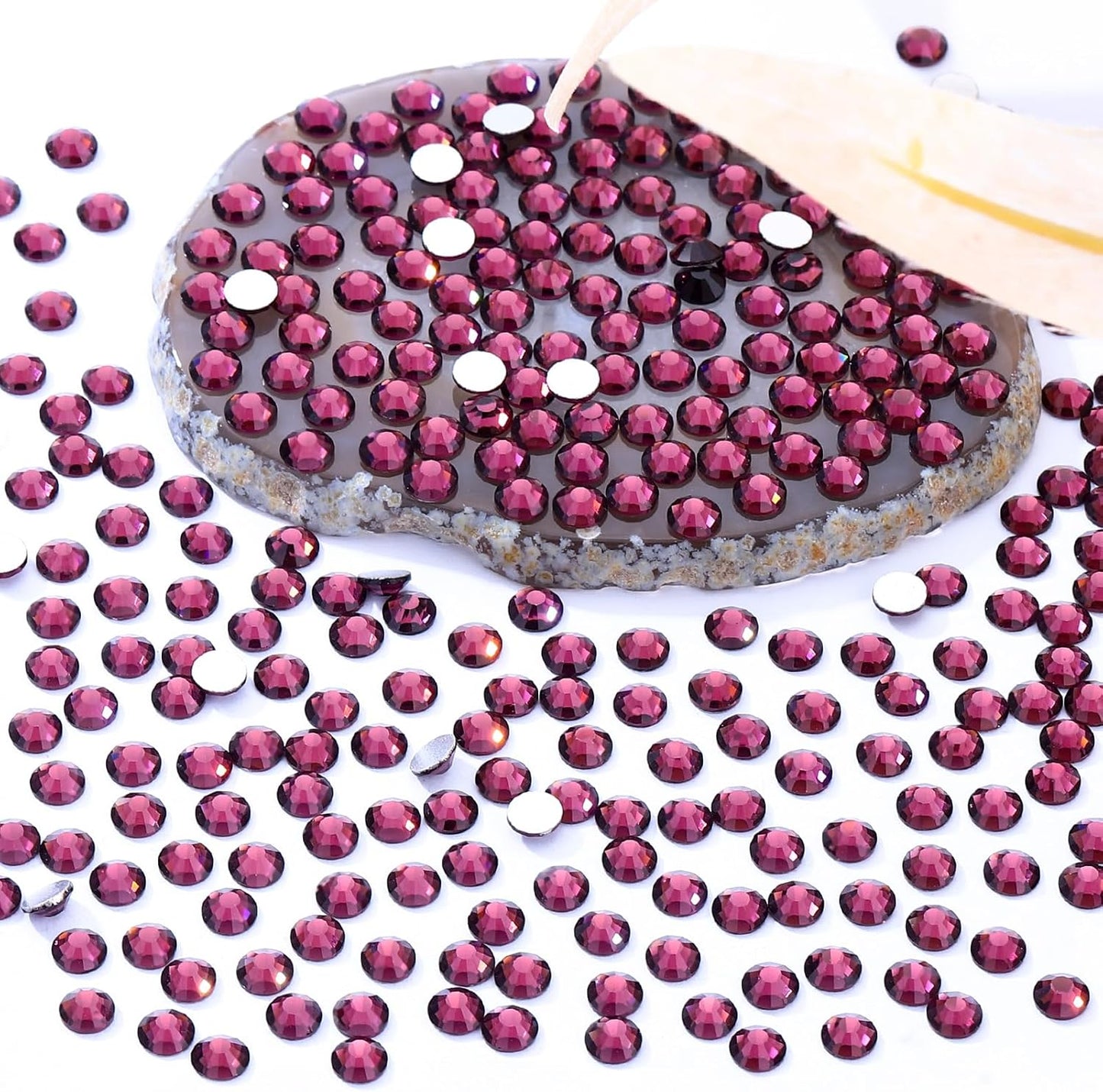 Purple Flatback Rhinestones, Glass Rhinestones for Nail Art and Craft, Glue Fix, Loose Crystal Gemstones(Purple, SS16, 2880pcs, 3.8-4.0mm)