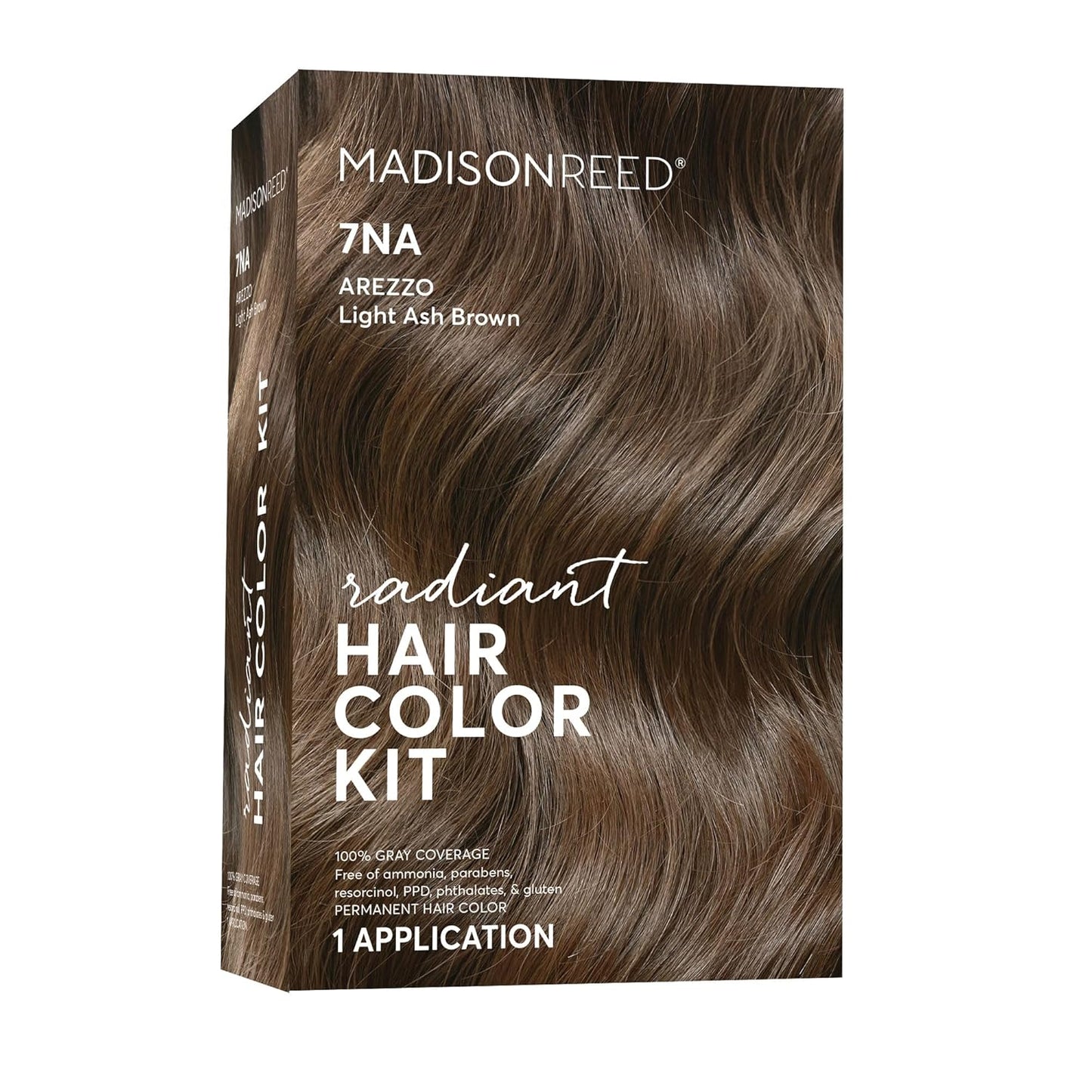 Madison Reed Radiant Hair Color Kit | 7NA Light Ash Brown with Cool Smoky Undertones (Arezzo Brown) for 100% Gray Hair Coverage | Dimensional Permanent Hair Dye | PPD-Free & Ammonia-Free | 1 Pack