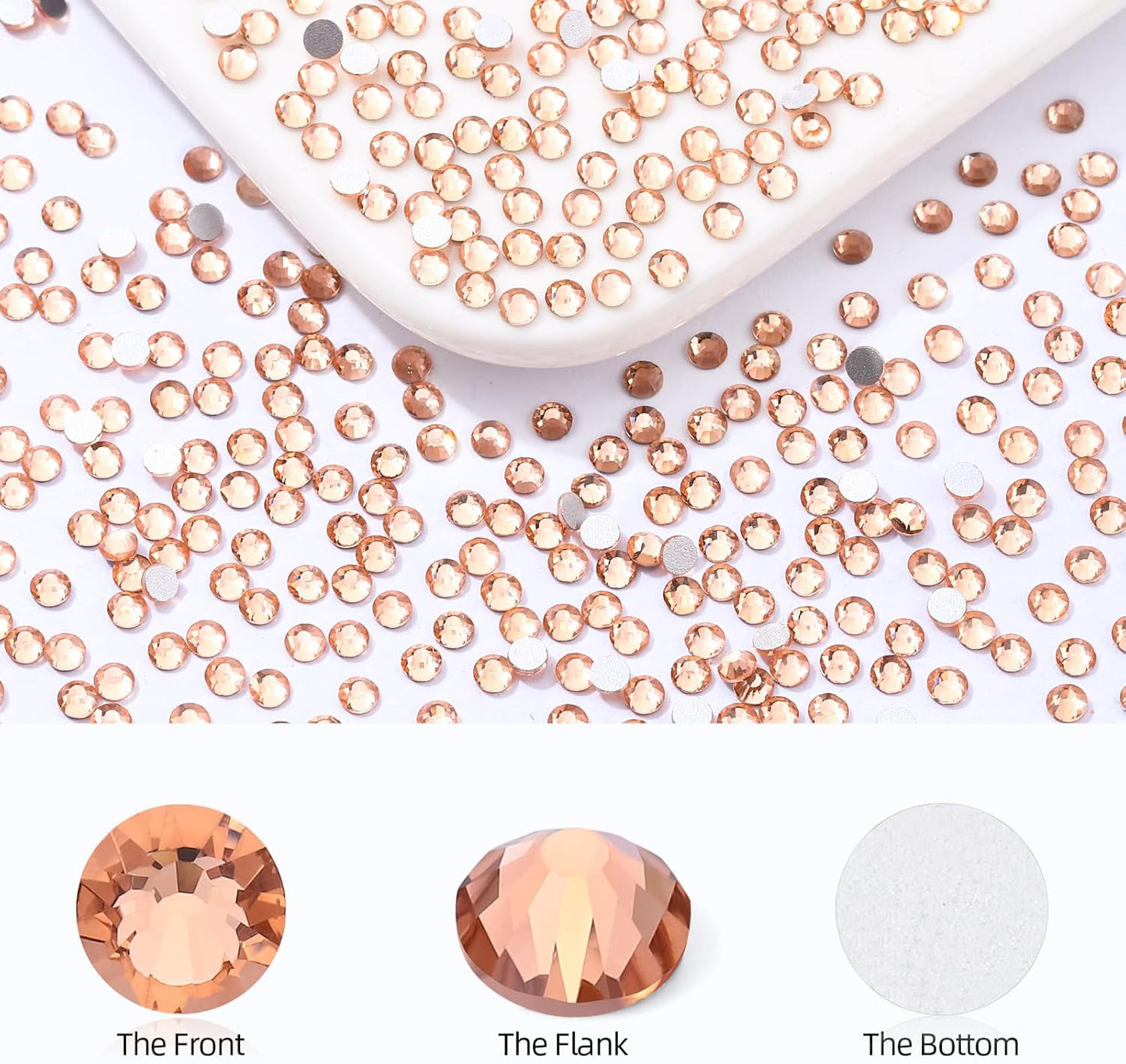 Champagne Flatback Rhinestones, Glass Rhinestones for Nail Art and Craft, Glue Fix, Loose Crystal Gemstones(Champagne, SS6, 2880pcs, 1.9-2.0mm)