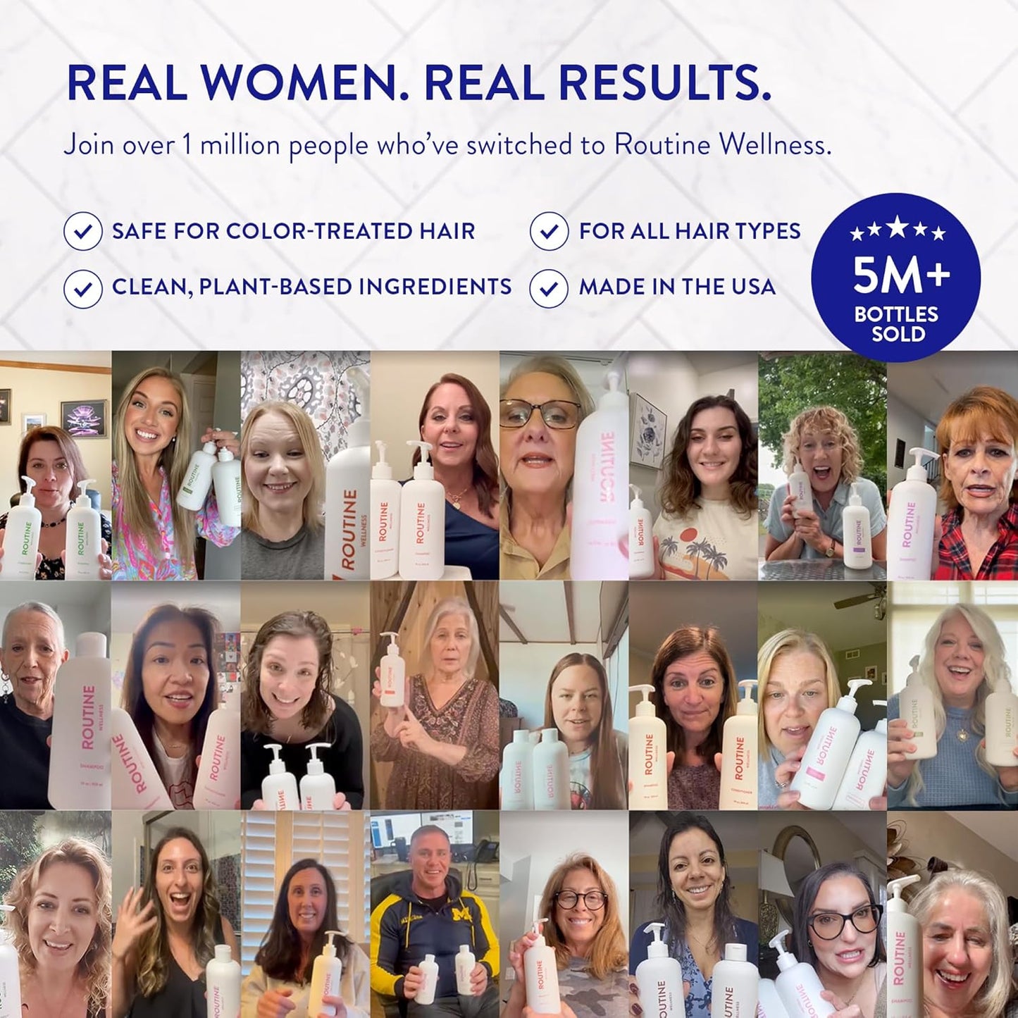 Routine Wellness Shampoo and Conditioner Set and Hair Serum for Thinning Hair - DHT Blocker Women & Men - Color Safe Shampoo for Hair Loss & Healthier Hair - Coconut & Vanilla Set + Serum