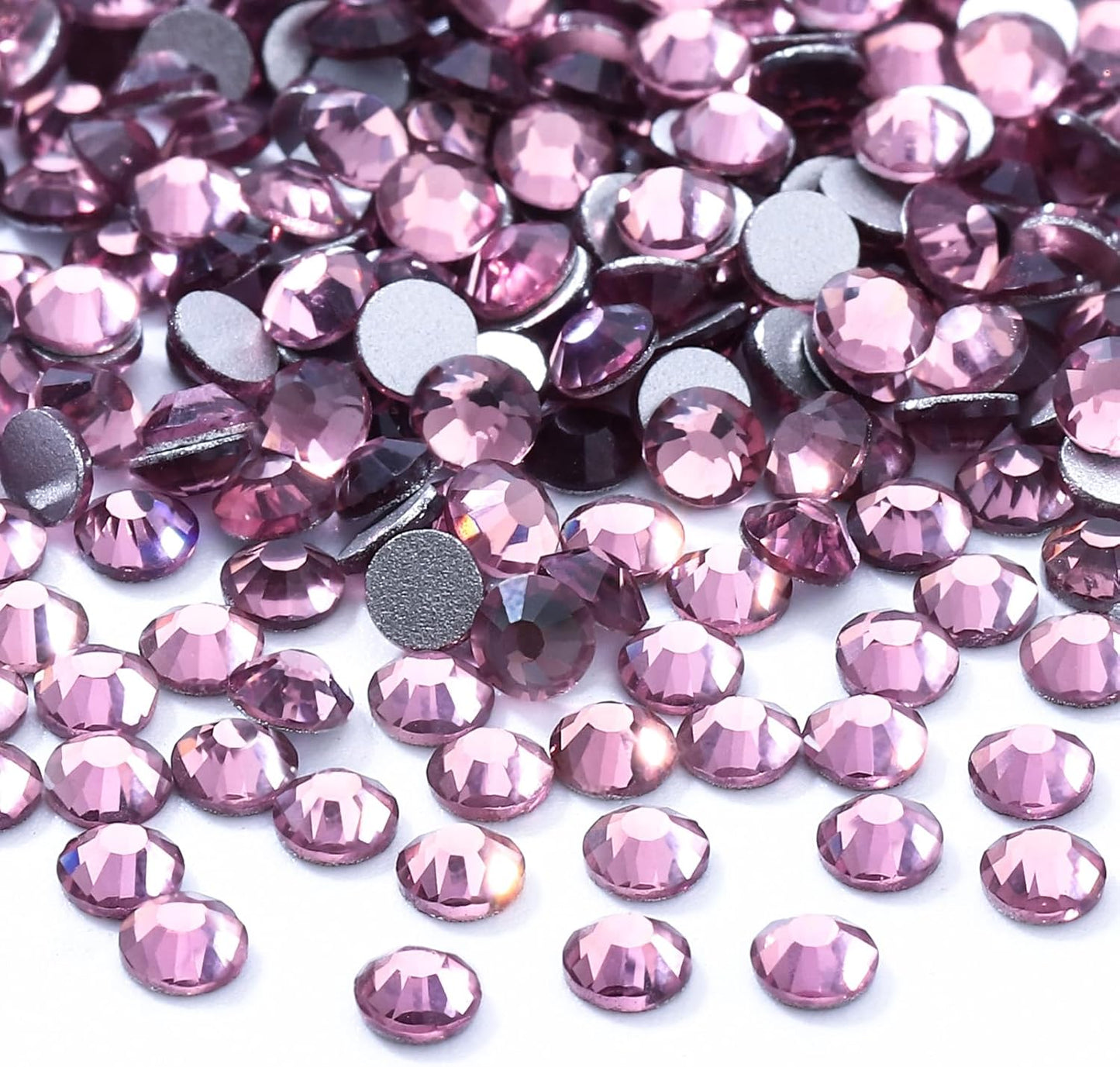 Light Amethyst Flatback Rhinestones, Glass Rhinestones for Nail Art and Craft, Glue Fix, Loose Crystal Gemstones(Lt.Amethyst, SS30, 576pcs, 6.4-6.6mm)