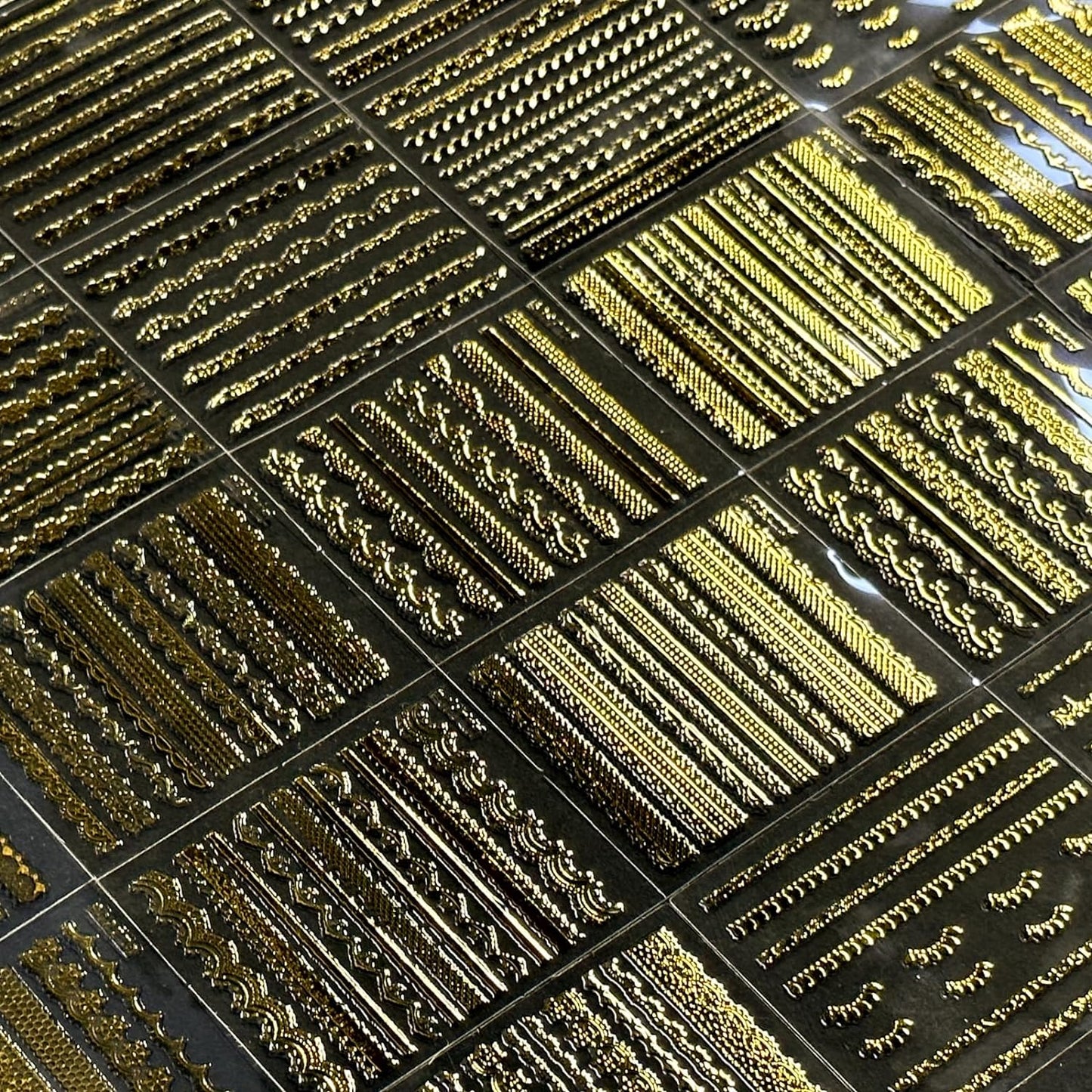 30 Sheets Gold Line Nail Art Stickers Gold Lace Nail Stickers 3D Self-Adhesive Gold Nail Decals Acrylic Nails DIY Design Nail Supplies for Women