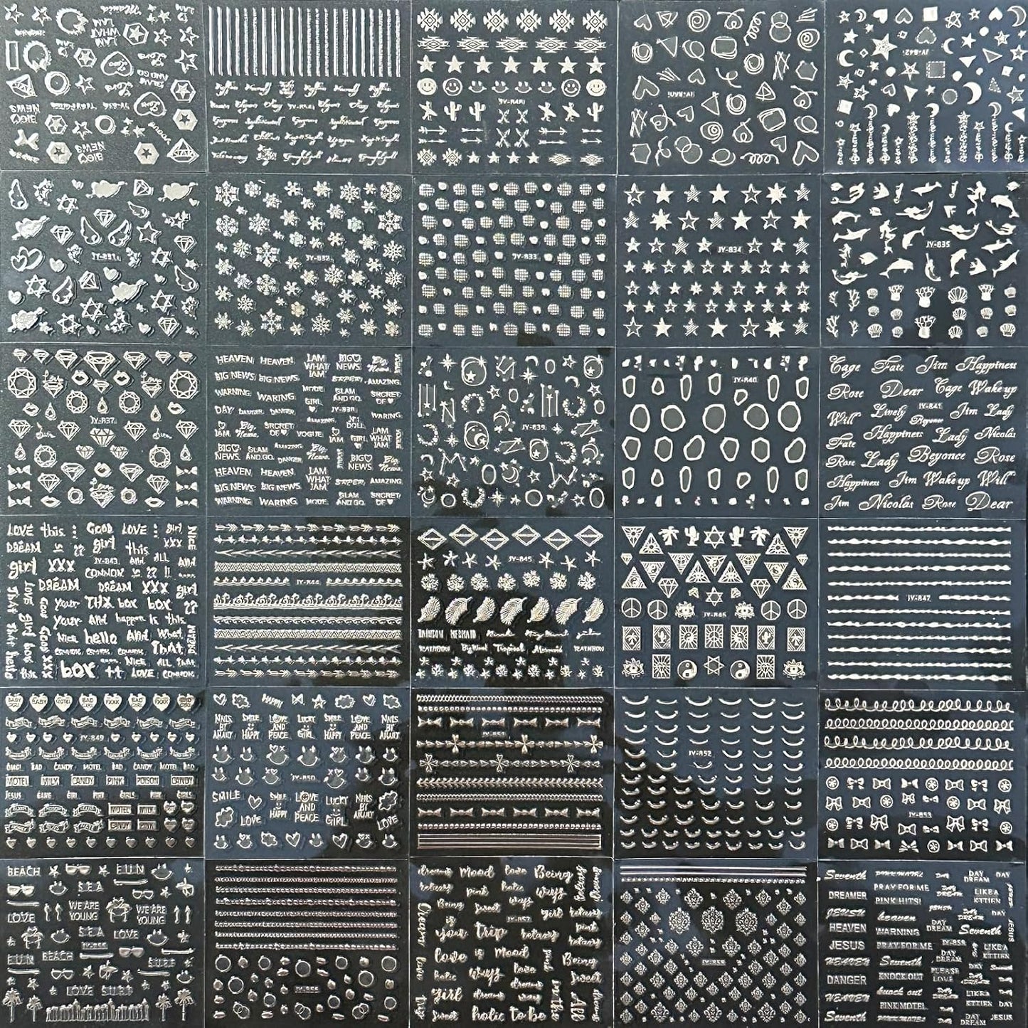 30 Sheets Silver Nail Art Stickers 3D Self Adhesive Sliver Line Nail Decals Silver Nail Sticker for Nail Art Silver Heart Star Nail Art Supplies Silver Nail Design for Acrylic Nails for Women Girls