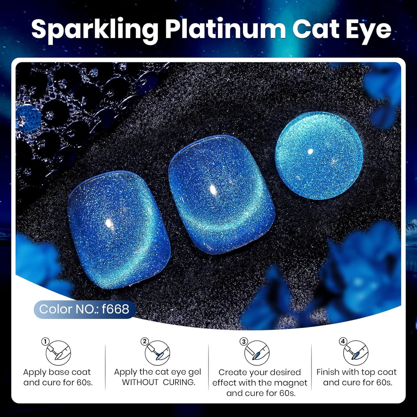 Beetles Chameleon Cat Eye Gel Polish - 15ML Blue Cat Eye Glitter Gel Polish 9D Magnetic Soak Off UV Shimmer Velvet Gel Mermaid Tears Series Nail Art DIY Manicure Gifts for Women