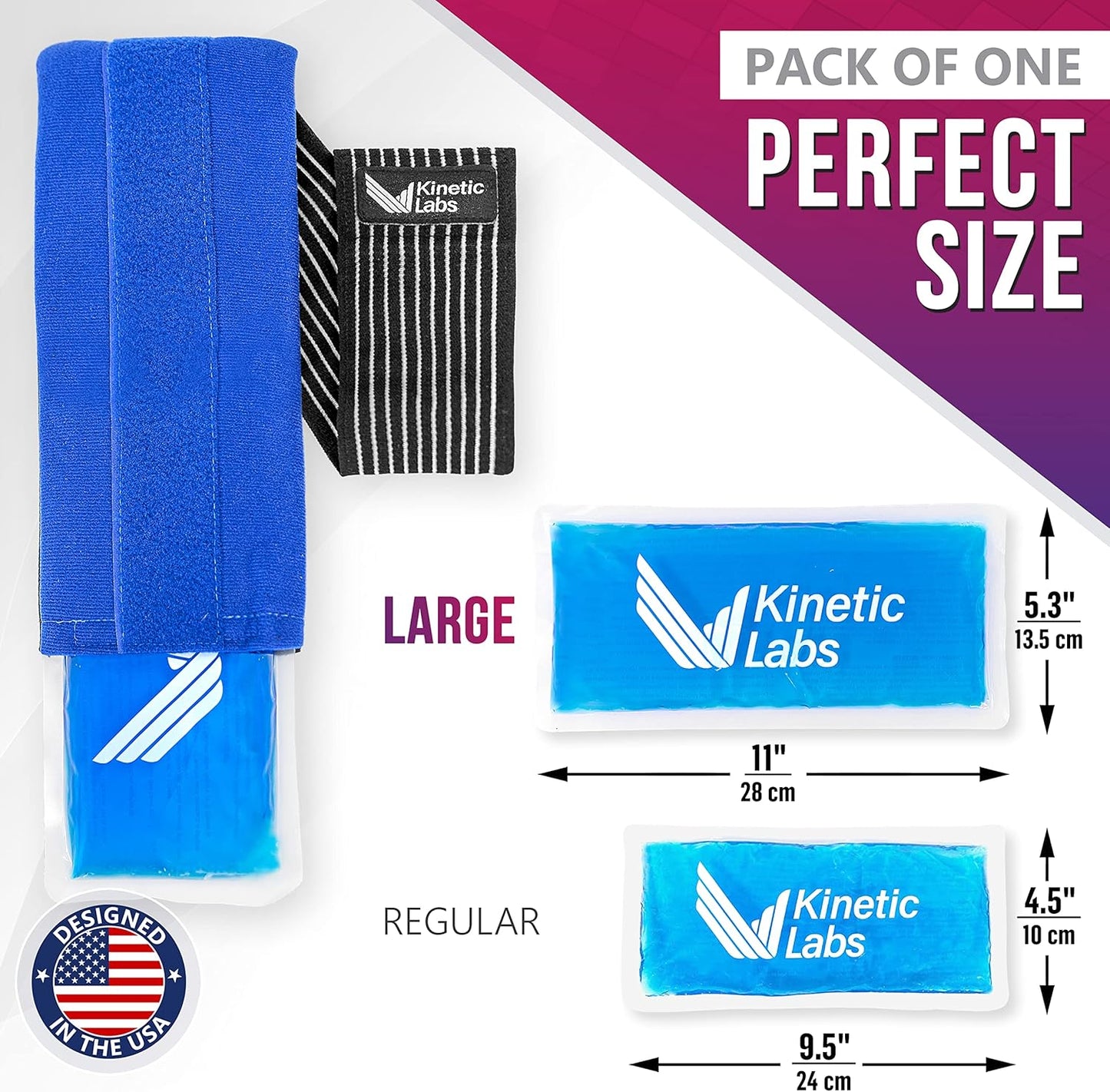 Reusable Ice Pack for Injuries with Wrap by Kinetic Labs - Hot and Cold Pack for Injuries with Strap - Ice Wrap for Hip Back Shoulder Neck Head Knee Surgery (Large)