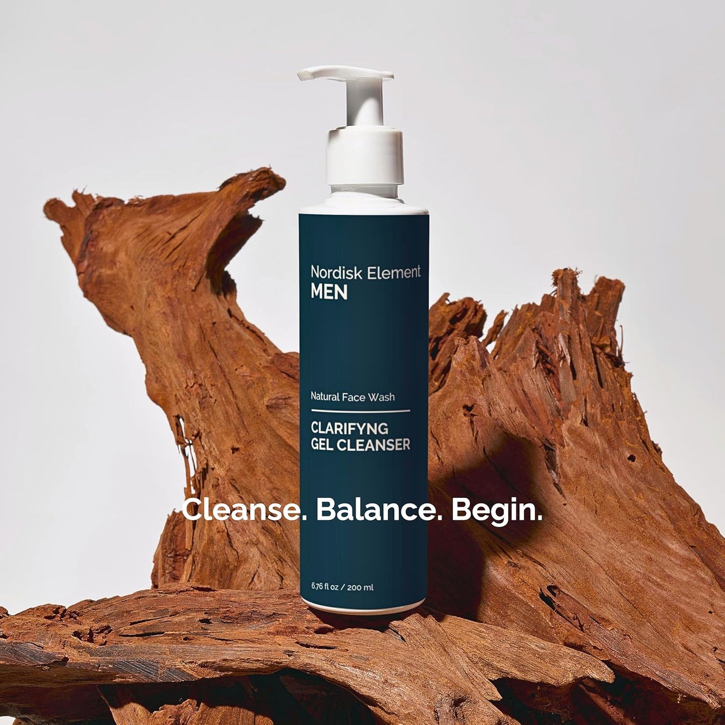 Nordisk Element Clarifying Gel Cleanser for Men with Plum Extract, Gentle Daily Face Wash for All Skin Types, Non-Stripping and pH Balanced, 100% Natural, Vegan, Sulfate-Free, 6.76 Fl Oz