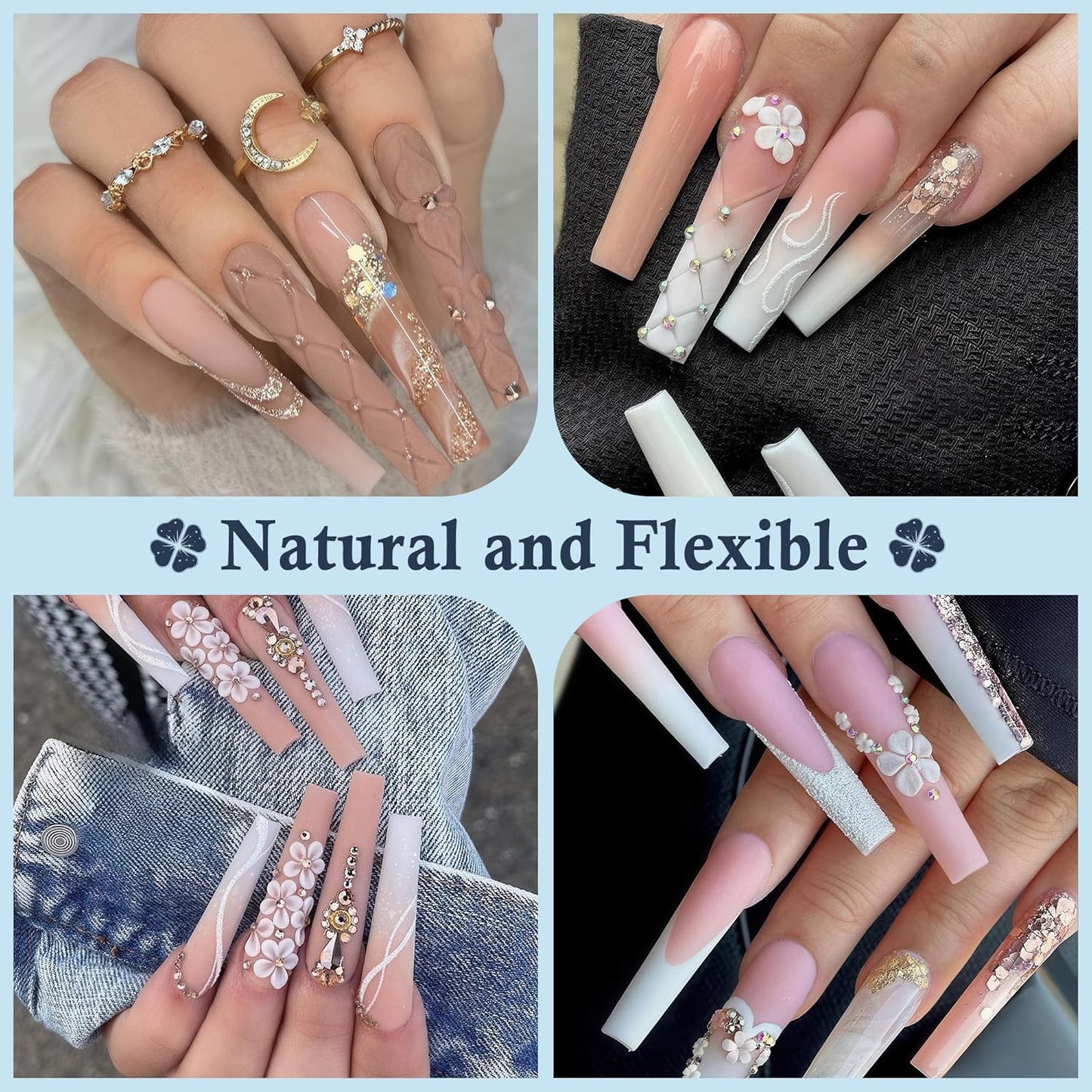 XXL Long Half Cover Coffin Nails Tips, 240 Pcs Clear Gel Acrylic Nails False Nail Tips Coffin, 12 Sizes Press On Nails with Box for Women & Girls Nail Extension