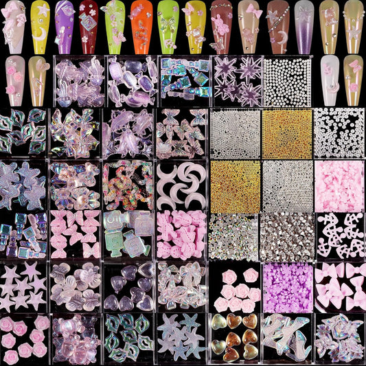 250pc 3D Nail Charms Set - Diverse Shapes & Colors for Acrylic Nails & DIY Crafts (#4)