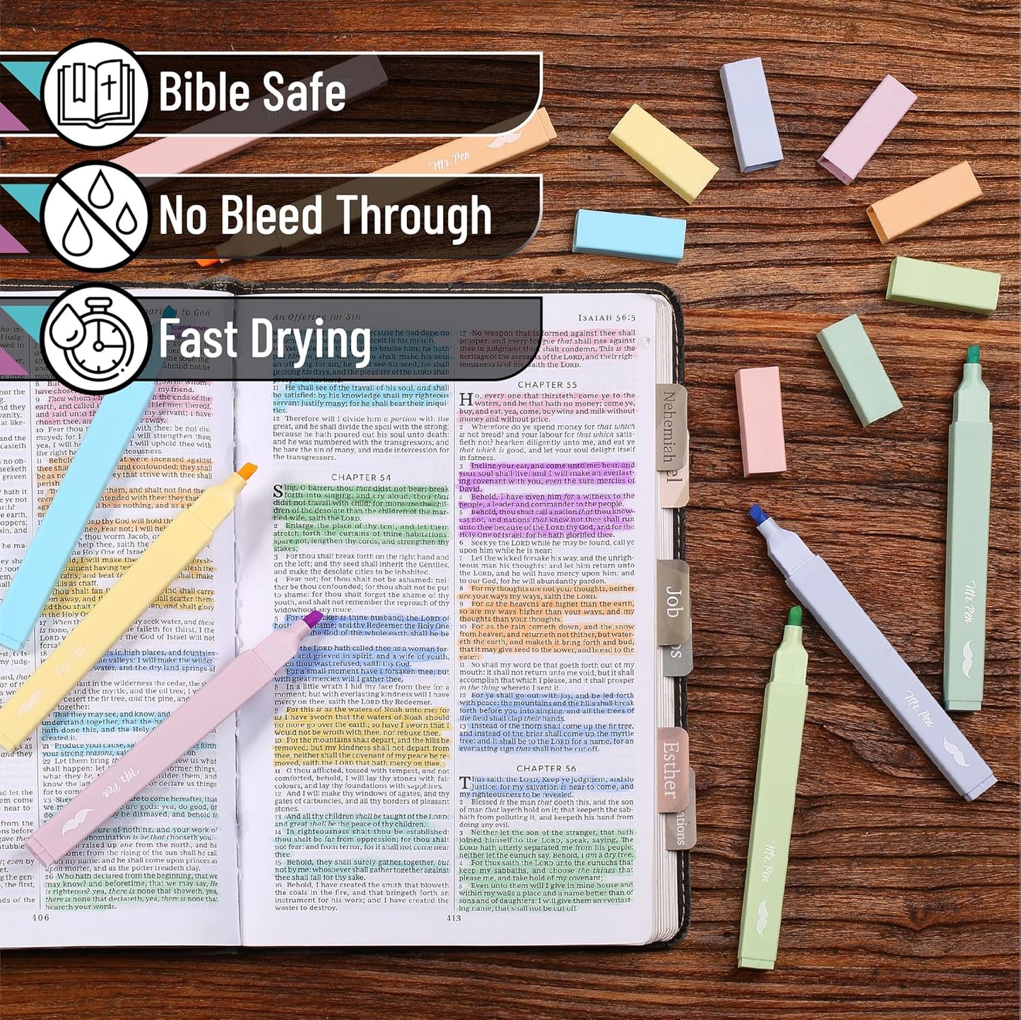 Mr. Pen- Aesthetic Highlighters, 8 pcs, Chisel Tip, Pastel Colors, Cute Highlighters Assorted Colors